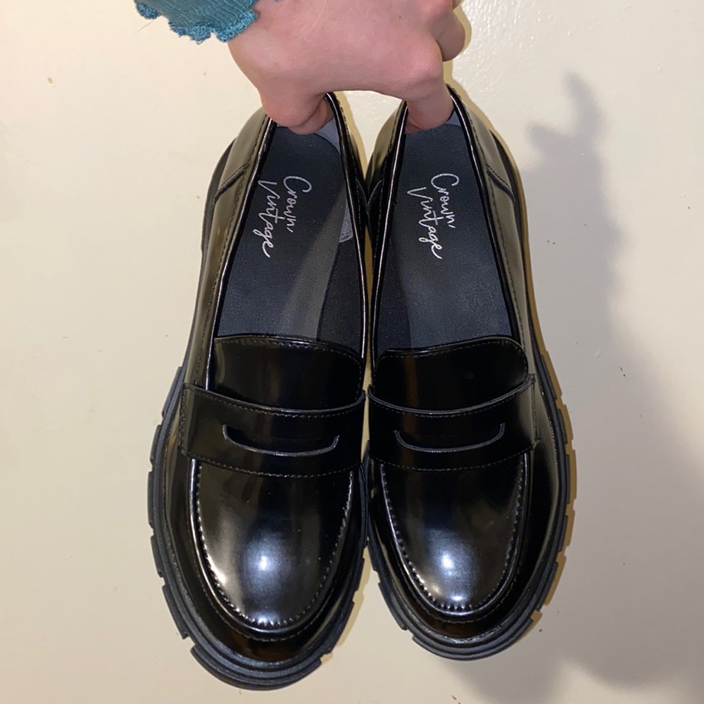 Black chunky loafers